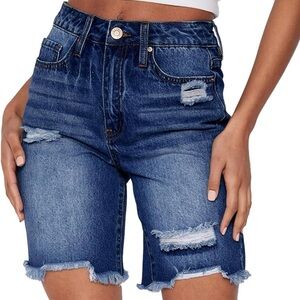 Classic Denim Distressed Women Shorts
